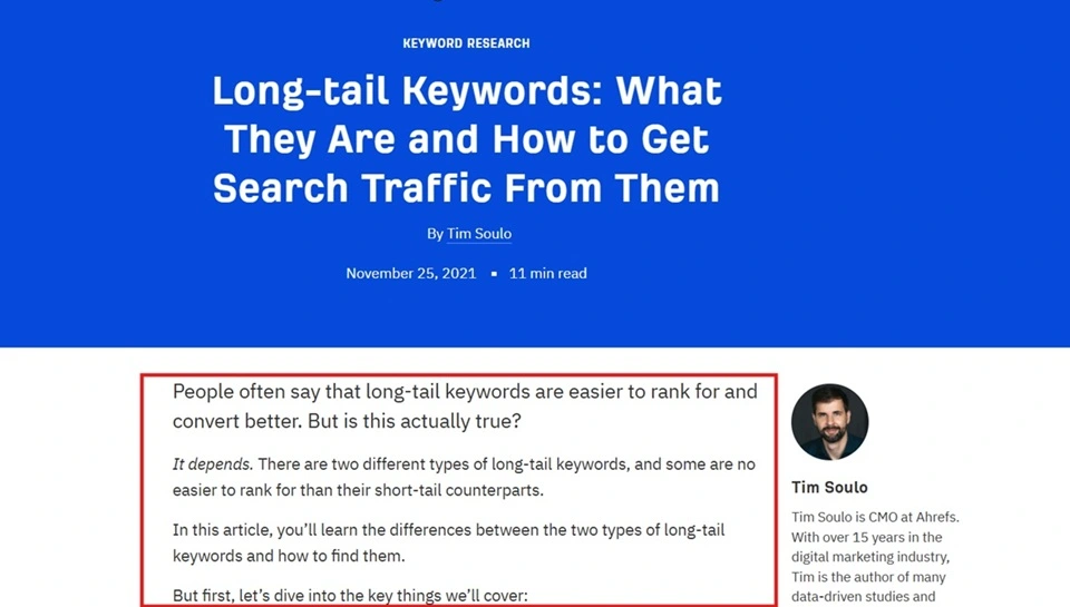 Ahrefs Blog Intro Example