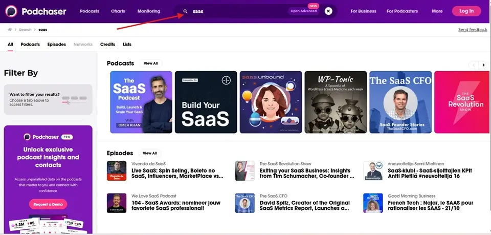 Podcast Searching Podchaser