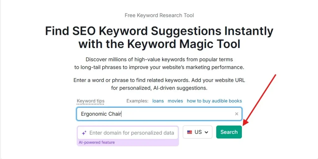 Keyword Magic Tool Entering Topic