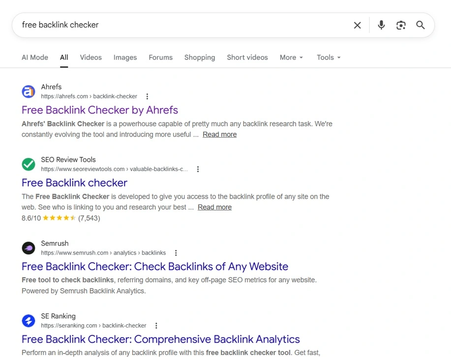 Free Tool Example: Ahrefs Free Backlink Checker