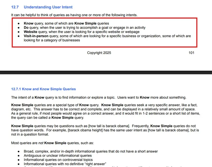 User Intent Types On Search Quality Raters Guidelines
