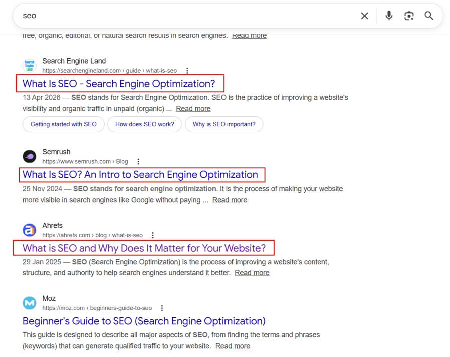 How To Do SEO For a Website: Showing Title Tag
