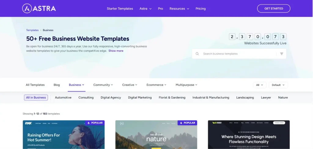 Astra Starter Website Templates For Business