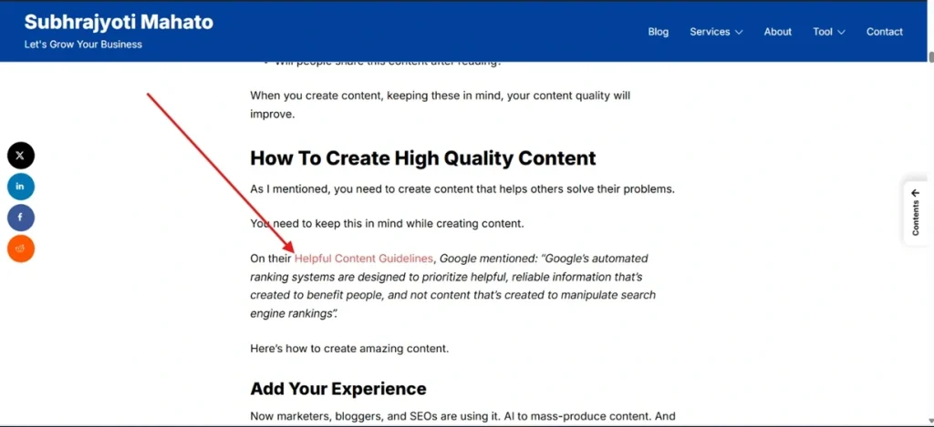 Internal Links: External Link Example
