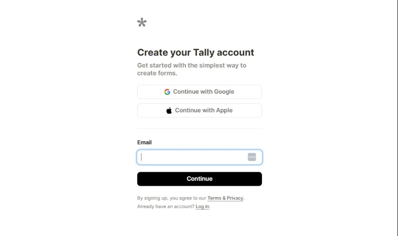 Tally Sign Up Form