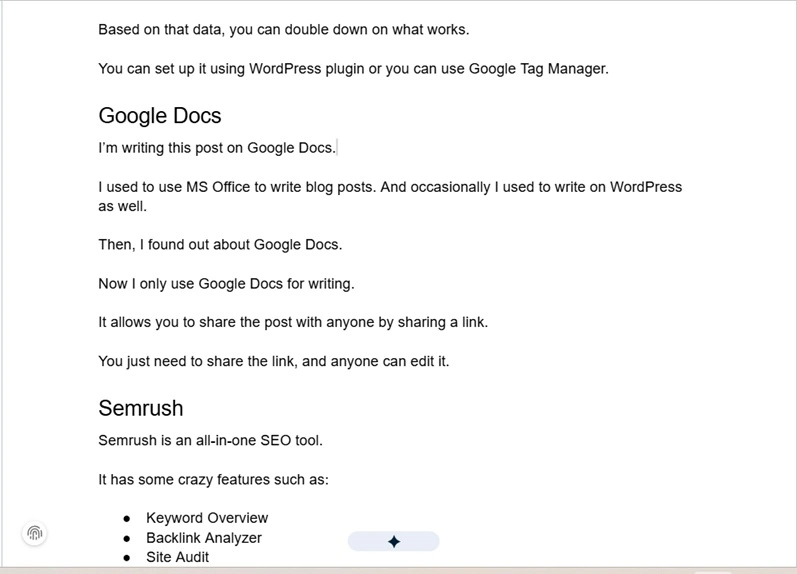 Writing A Blog Post On Google Docs